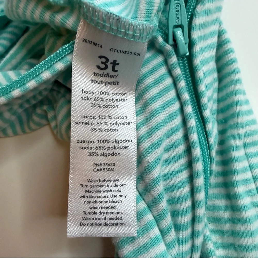 Carter's Mint Striped Bear Footie
